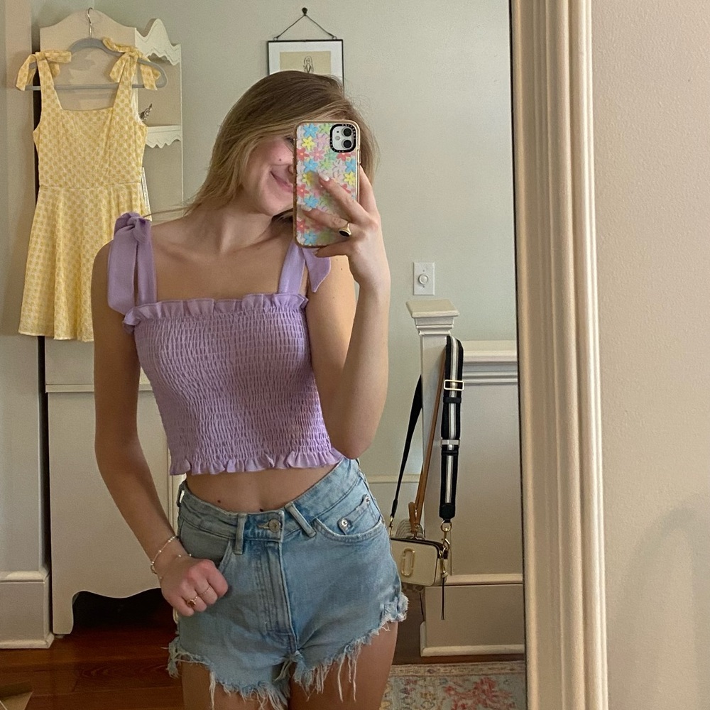 Boutique Purple Tie Top